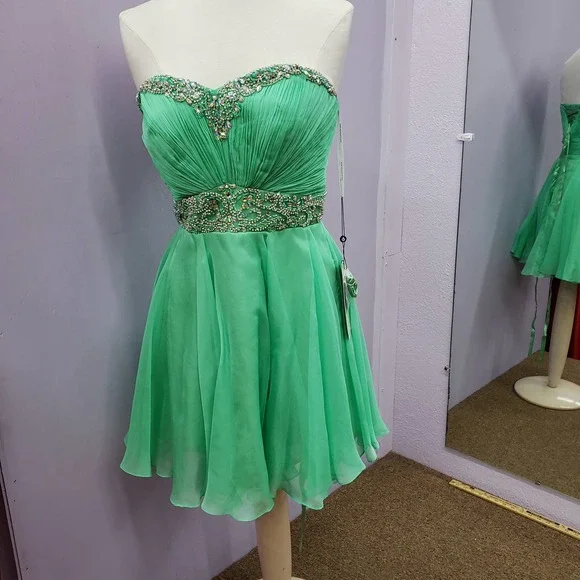 Alyce Paris | Dresses | Alyce Green Chiffon Beaded Dress | Poshmark